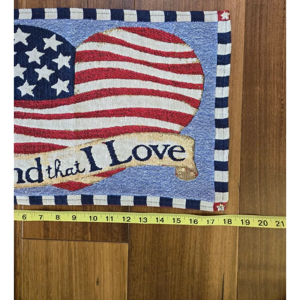 Vintage Americana Woven Tapestry Placemats Set of 2 Land That I Love Patriotic